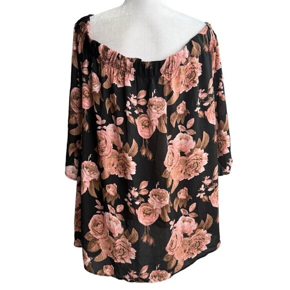 Belle Tweed Floral ROSES Off-the-Shoulder Blouse 1/2 Sleeve Womens Size 3X - Picture 9 of 9